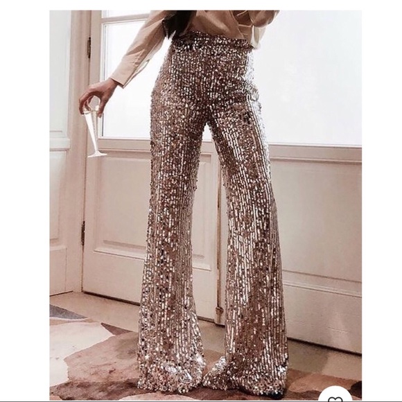 COPY - Sequin Bell Bottom pants - Picture 1 of 4